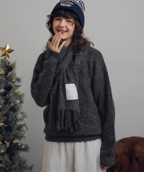 セール】マフラー付きブークレニット（ニット/セーター）｜MUHET