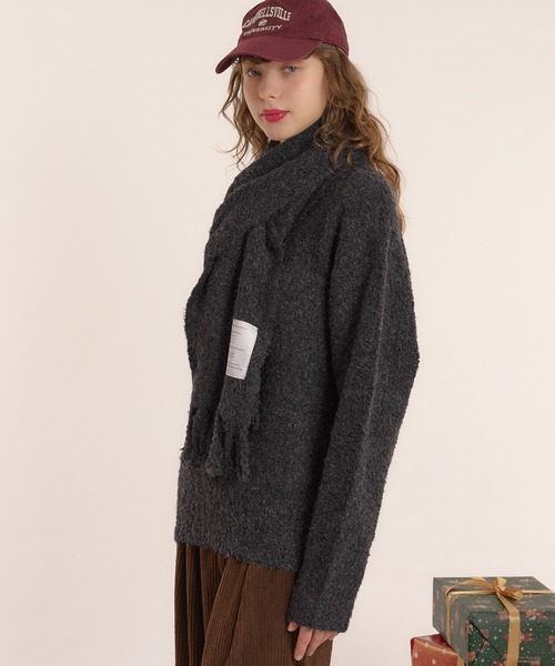 セール】マフラー付きブークレニット（ニット/セーター）｜MUHET