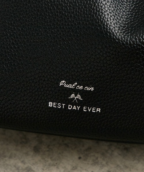 PUAL CE CIN(ピュアルセシン)の「合皮巾着バッグ(ショルダーバッグ・レディース・ブラック/シルバー/グレイッシュベージュ・FREE)」の6枚目の写真