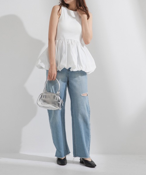 rectangle（レクタングル）の「カップ付きバルーンタンクトップ（Tシャツ/カットソー・レディース・ブラック/ホワイト/グレー・FREE）」の4枚目の写真