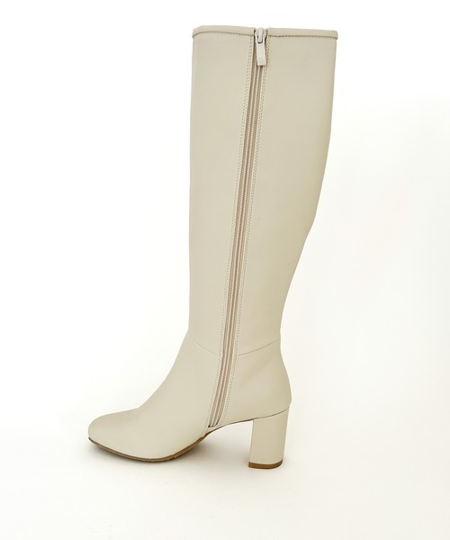 SOROTTO（ソロット）の「シンプル スクエアトゥロングブーツ サイドファスナー/太ヒール（ブーツ・レディース・ブラウン/アイボリー/ブラック・S/L/M/LL）」の15枚目の写真