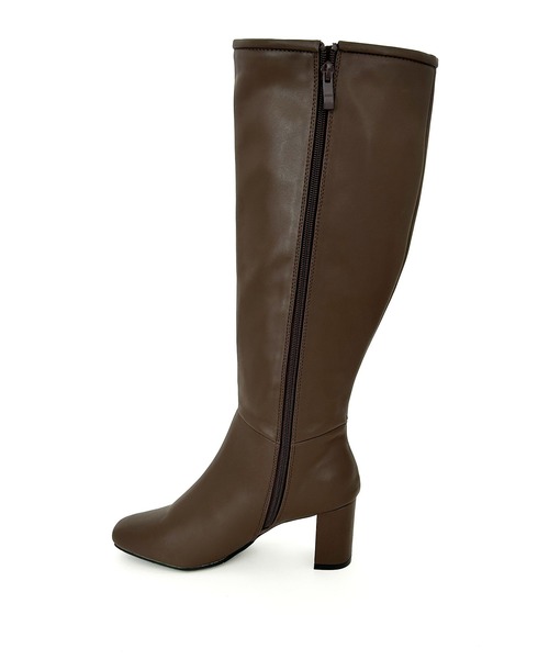 SOROTTO（ソロット）の「シンプル スクエアトゥロングブーツ サイドファスナー/太ヒール（ブーツ・レディース・ブラウン/アイボリー/ブラック・S/L/M/LL）」の17枚目の写真