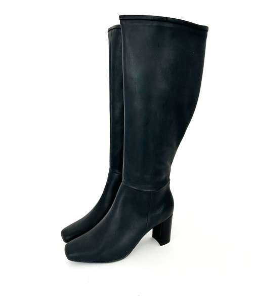 SOROTTO（ソロット）の「シンプル スクエアトゥロングブーツ サイドファスナー/太ヒール（ブーツ・レディース・ブラウン/アイボリー/ブラック・S/L/M/LL）」の13枚目の写真