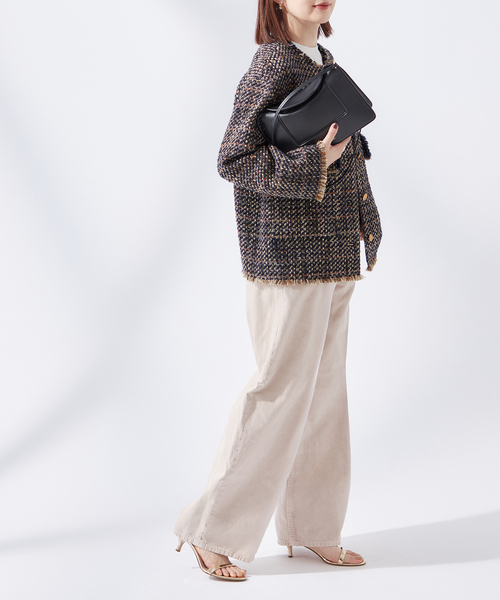 journal standard L'essage（ジャーナルスタンダードレサージュ）の「《SP》GIOLICAツイードWIDE ジャケット（ノーカラージャケット・レディース・ネイビー・FREE）」の5枚目の写真