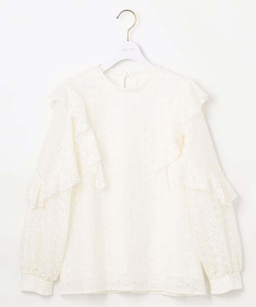 ANY SIS(エニィスィス)の「【洗える】ラッフルレース トップス(シャツ/ブラウス・レディース・ホワイト系/グレー系・0)」の6枚目の写真