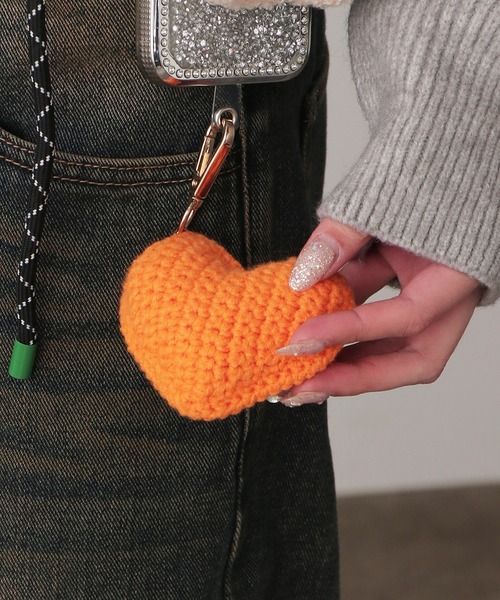 Knitted stuffed heart key chain/編みぐるみ ハート