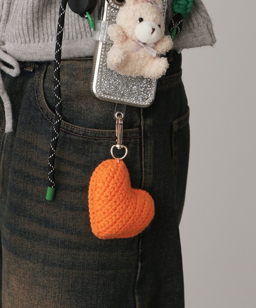 セール】Knitted stuffed heart key chain/編みぐるみ ハート