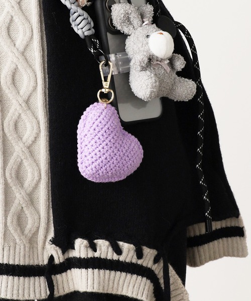 セール】Knitted stuffed heart key chain/編みぐるみ ハート