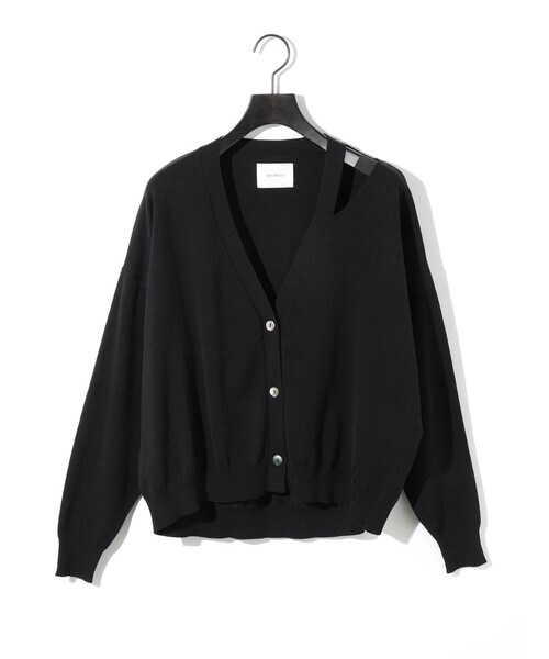 カーディガン MIDIUMISOLID for Ladies カットアウトネックワイドカーディガン レディース セール】MIDIUMISOLID for Ladies カットアウトネックワイド