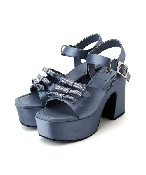 SY UNITED ARROWS(シーユナイテッドアローズ)の「<SY>3ビジューリボン サンダル100●↑(サンダル・レディース・シルバー/ライトブルー/ブラック・25cm/24.5cm/24cm/23.5cm/23cm/22.5cm)」の4枚目の写真