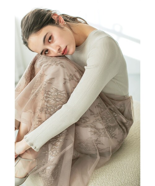 index（インデックス）の「チュールレーススカートドッキングワンピース【洗濯機洗い可】（ワンピース・レディース・ナチュラル/チャコールグレー/サックスブルー/パープル系1・42/40/38/36）」の14枚目の写真