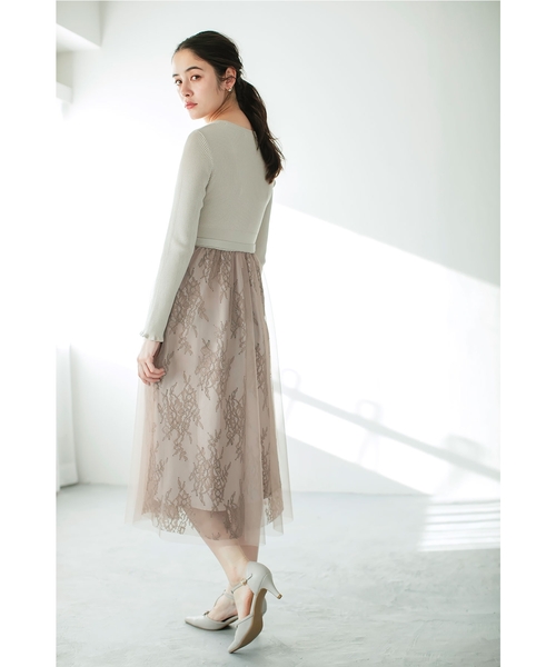 index（インデックス）の「チュールレーススカートドッキングワンピース【洗濯機洗い可】（ワンピース・レディース・ナチュラル/チャコールグレー/サックスブルー/パープル系1・42/40/38/36）」の16枚目の写真