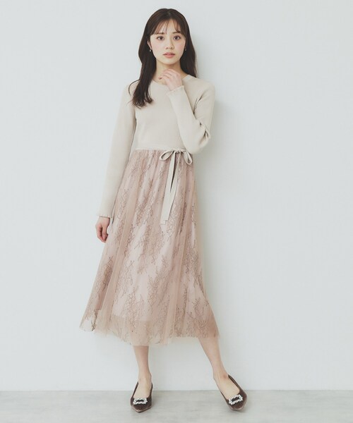 index（インデックス）の「チュールレーススカートドッキングワンピース【洗濯機洗い可】（ワンピース・レディース・ナチュラル/チャコールグレー/サックスブルー/パープル系1・42/40/38/36）」の18枚目の写真