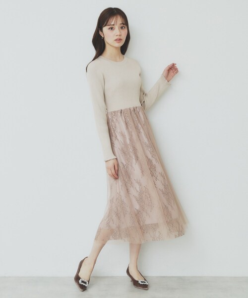 index（インデックス）の「チュールレーススカートドッキングワンピース【洗濯機洗い可】（ワンピース・レディース・ナチュラル/チャコールグレー/サックスブルー/パープル系1・42/40/38/36）」の20枚目の写真