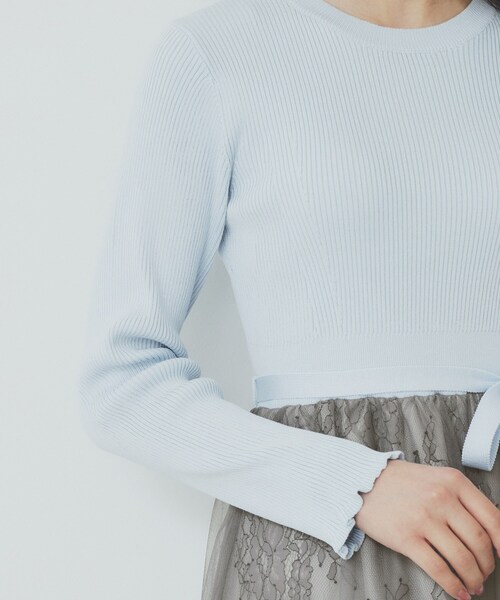 index（インデックス）の「チュールレーススカートドッキングワンピース【洗濯機洗い可】（ワンピース・レディース・ナチュラル/チャコールグレー/サックスブルー/パープル系1・42/40/38/36）」の8枚目の写真