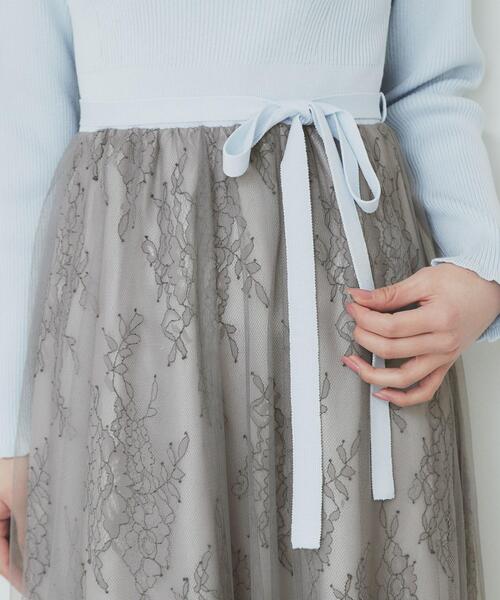 index（インデックス）の「チュールレーススカートドッキングワンピース【洗濯機洗い可】（ワンピース・レディース・ナチュラル/チャコールグレー/サックスブルー/パープル系1・42/40/38/36）」の9枚目の写真