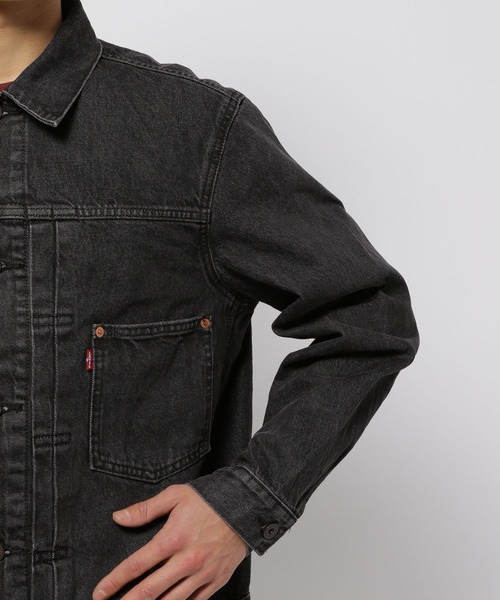 Levis リーバイス 黒デニム ジャケット ジージャン ブラック 牛革パッチ リーバイス(Levis) デニムジャケット ブラック メンズデニム