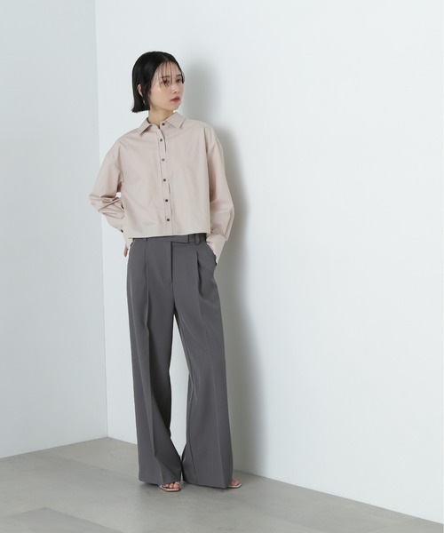 N.（N. Natural Beauty Basic）（エヌエヌナチュラルビューティーベーシック）の「バックプリーツショートシャツ（シャツ/ブラウス・レディース・ベージュ/オフホワイト/ブルー・MEDIUM）」の22枚目の写真