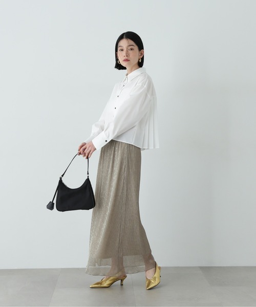 N.（N. Natural Beauty Basic）（エヌエヌナチュラルビューティーベーシック）の「バックプリーツショートシャツ（シャツ/ブラウス・レディース・ベージュ/オフホワイト/ブルー・MEDIUM）」の13枚目の写真