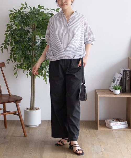 NAVY（ネイビー）の「nAvy 裾タックスキッパーブラウス（シャツ/ブラウス・レディース・オレンジ/ブルー系その他/ホワイト系その他・M/L）」の4枚目の写真