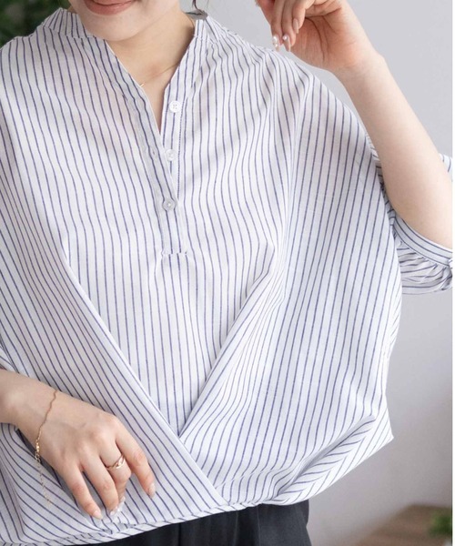 NAVY（ネイビー）の「nAvy 裾タックスキッパーブラウス（シャツ/ブラウス・レディース・オレンジ/ブルー系その他/ホワイト系その他・M/L）」の6枚目の写真