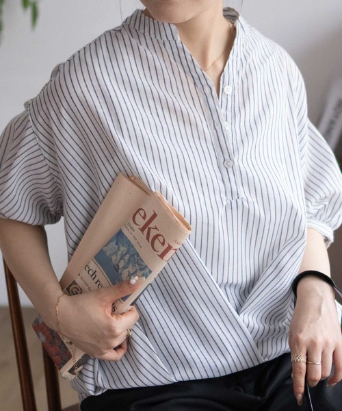 NAVY（ネイビー）の「nAvy 裾タックスキッパーブラウス（シャツ/ブラウス・レディース・オレンジ/ブルー系その他/ホワイト系その他・M/L）」の7枚目の写真