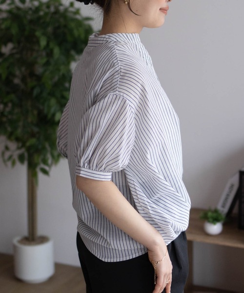 NAVY（ネイビー）の「nAvy 裾タックスキッパーブラウス（シャツ/ブラウス・レディース・オレンジ/ブルー系その他/ホワイト系その他・M/L）」の8枚目の写真