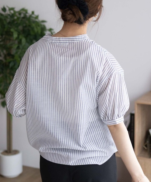NAVY（ネイビー）の「nAvy 裾タックスキッパーブラウス（シャツ/ブラウス・レディース・オレンジ/ブルー系その他/ホワイト系その他・M/L）」の9枚目の写真