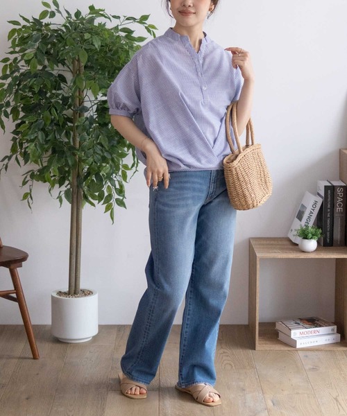 NAVY（ネイビー）の「nAvy 裾タックスキッパーブラウス（シャツ/ブラウス・レディース・オレンジ/ブルー系その他/ホワイト系その他・M/L）」の10枚目の写真