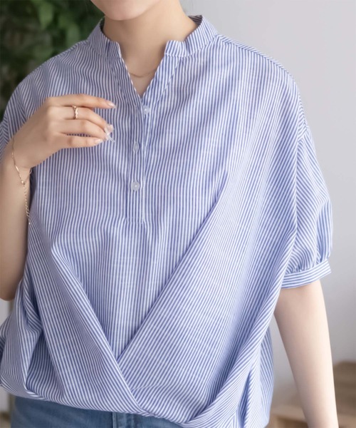 NAVY（ネイビー）の「nAvy 裾タックスキッパーブラウス（シャツ/ブラウス・レディース・オレンジ/ブルー系その他/ホワイト系その他・M/L）」の12枚目の写真