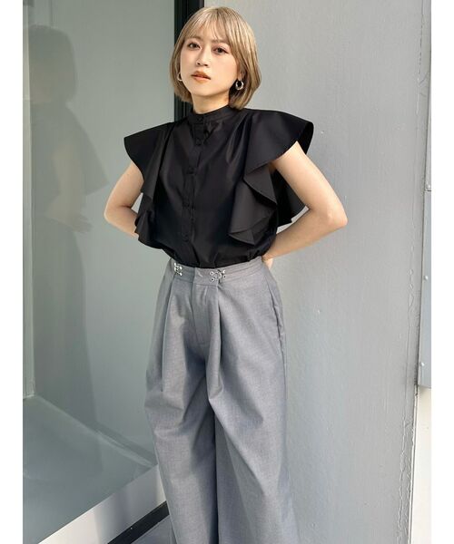 MURUA（ムルーア）の「2WAYウエストタックワイドパンツ（その他パンツ・レディース・ブラック/グレー・1/2）」の11枚目の写真