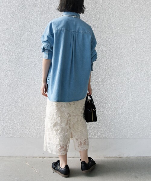 エンブロイダリークレープサイドタックスカート(S WHITE): BOTTOM