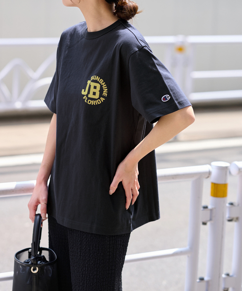 Champion TENDERLOIN 20 ブラック M 七分袖 Champion CHAMPION チャンピオン ロンT 七分袖 カレッジプリント