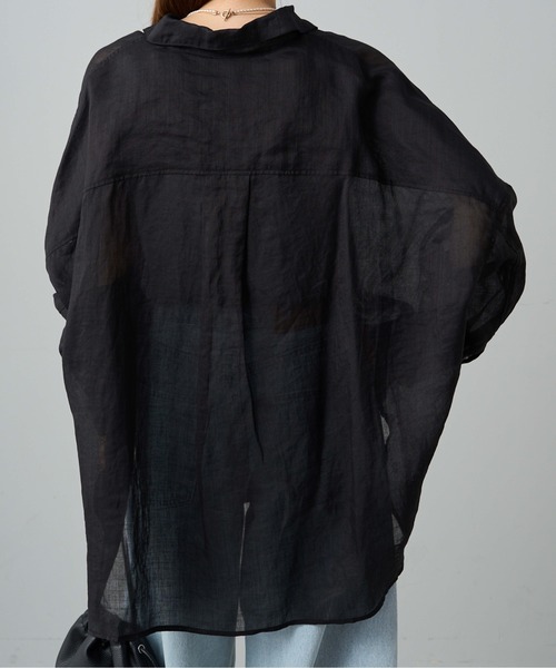 PUAL CE CIN（ピュアルセシン）の「ラミー オーバーシャツブラウス（シャツ/ブラウス・レディース・ライトグレー/ベージュ系/ピンク/ブラック/ブラウン/チャコール・FREE）」の19枚目の写真