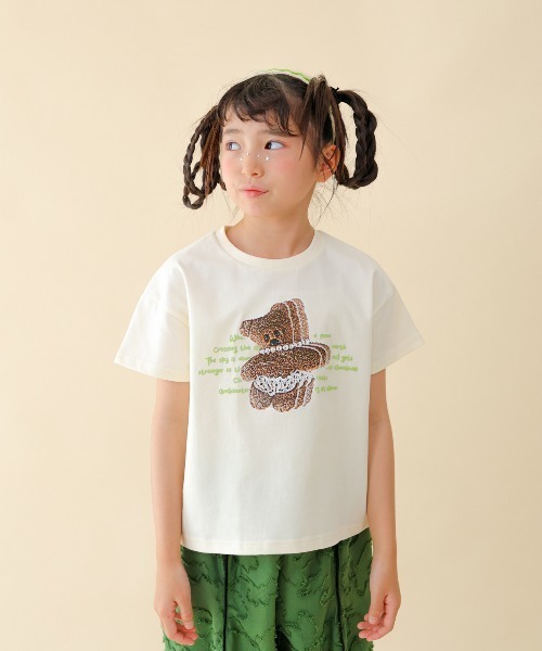 unica(ユニカ)の「ビートベアーphotoT(Tシャツ/カットソー・キッズ・オフホワイト/ライトパープル・S/M/L/XL)」の1枚目の写真