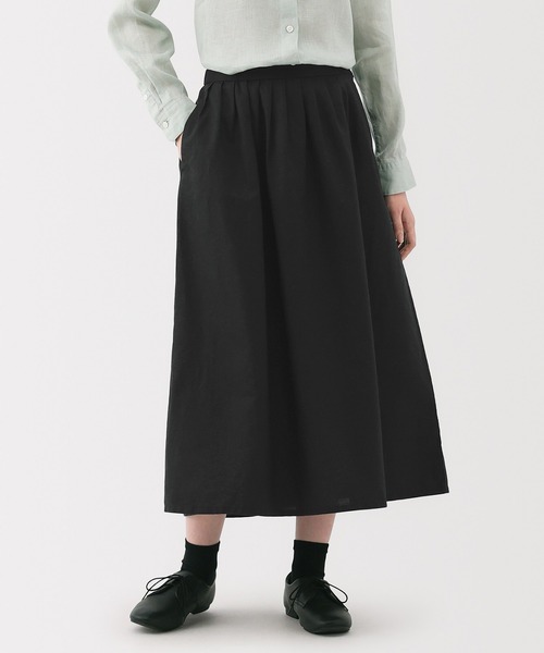 無印良品（ムジルシリョウヒン）の「婦人　ヘンプ　コットンイージーロングスカート（スカート・レディース・イエロー/ブラック/グレー系・XL/L/M/S）」の2枚目の写真