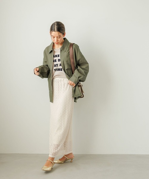 BAYFLOW（ベイフロー）の「[程よい透け感]シアーニットロゴロングスリーブプルオーバー（ニット/セーター・レディース・オフホワイト/シルバーグレー/ネイビー・FREE）」の19枚目の写真