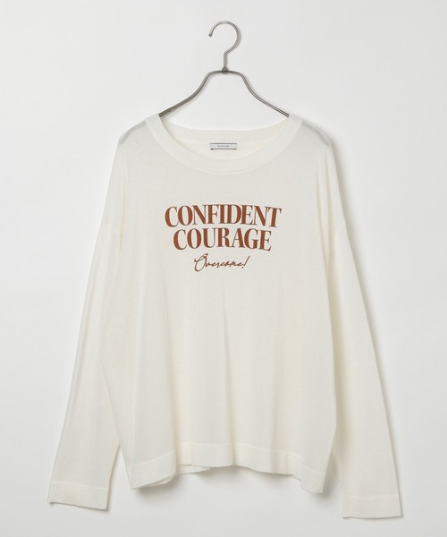 BAYFLOW（ベイフロー）の「[程よい透け感]シアーニットロゴロングスリーブプルオーバー（ニット/セーター・レディース・オフホワイト/シルバーグレー/ネイビー・FREE）」の7枚目の写真