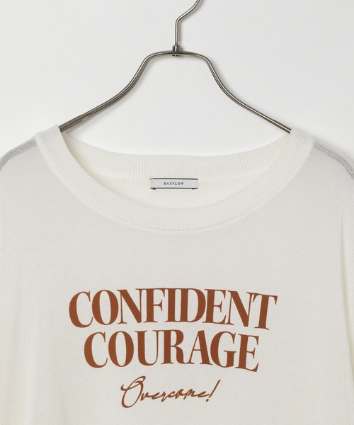 BAYFLOW（ベイフロー）の「[程よい透け感]シアーニットロゴロングスリーブプルオーバー（ニット/セーター・レディース・オフホワイト/シルバーグレー/ネイビー・FREE）」の11枚目の写真