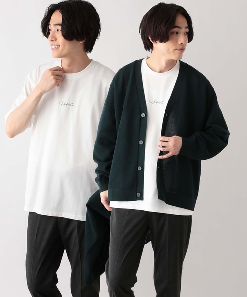 GLOBAL WORK（グローバルワーク）の「トクトク2SETカーデ＊プリントT/323111（カーディガン/ボレロ・メンズ・グリーン/ネイビー/サックスブルー/アイボリー/グレイッシュベージュ・SMALL/MEDIUM/LARGE/X-LARGE）」の4枚目の写真