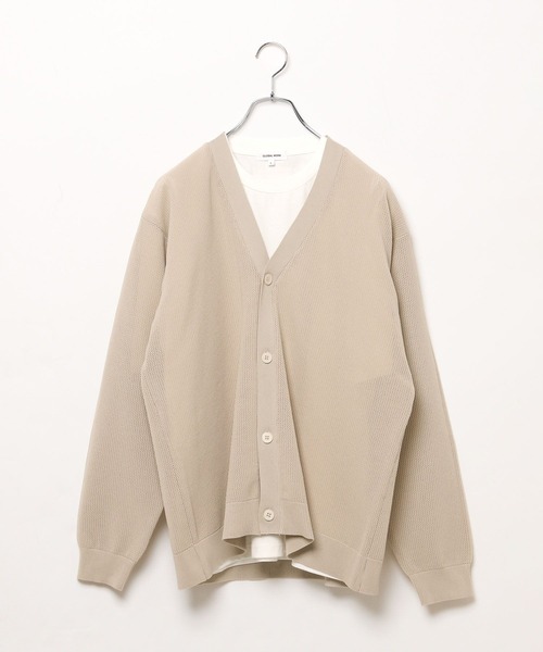 GLOBAL WORK（グローバルワーク）の「トクトク2SETカーデ＊プリントT/323111（カーディガン/ボレロ・メンズ・グリーン/ネイビー/サックスブルー/アイボリー/グレイッシュベージュ・SMALL/MEDIUM/LARGE/X-LARGE）」の6枚目の写真