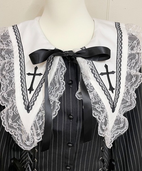 MA*RS(アメーバーマーズ)の「スピンドル付きクロス刺繍セットアップ 2点SET(セットアップ・レディース・ブラック/ブラック×ホワイト・LARGE/FREE)」の4枚目の写真