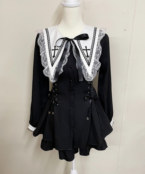 MA*RS(アメーバーマーズ)の「スピンドル付きクロス刺繍セットアップ 2点SET(セットアップ・レディース・ブラック/ブラック×ホワイト・LARGE/FREE)」の10枚目の写真
