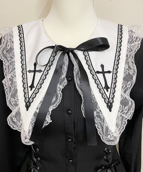 MA*RS(アメーバーマーズ)の「スピンドル付きクロス刺繍セットアップ 2点SET(セットアップ・レディース・ブラック/ブラック×ホワイト・LARGE/FREE)」の11枚目の写真