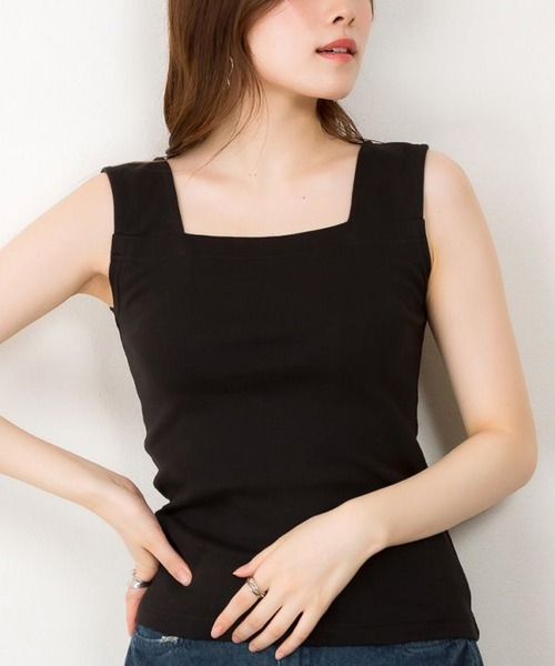 幅広肩紐 ブラ紐隠し タンクトップ 大人カジュアル（タンクトップ