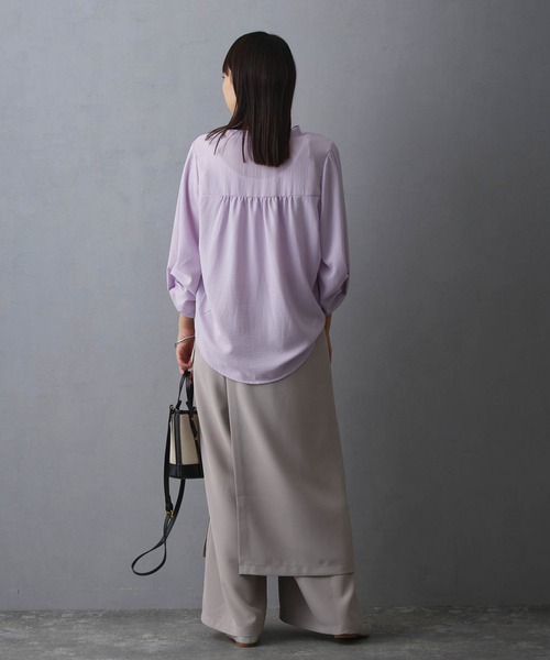 NICOLE white（ニコルホワイト）の「スキッパーパフブラウス（シャツ/ブラウス・レディース・ラベンダー/オフホワイト/ブラック/ブルー/ブラウン・FREE）」の11枚目の写真