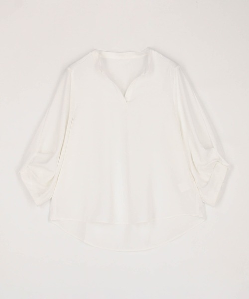 NICOLE white（ニコルホワイト）の「スキッパーパフブラウス（シャツ/ブラウス・レディース・ラベンダー/オフホワイト/ブラック/ブルー/ブラウン・FREE）」の13枚目の写真