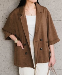 aquagarage（アクアガレージ）の「リネンライクダブルブレスト半袖テーラードジャケット（テーラードジャケット）」