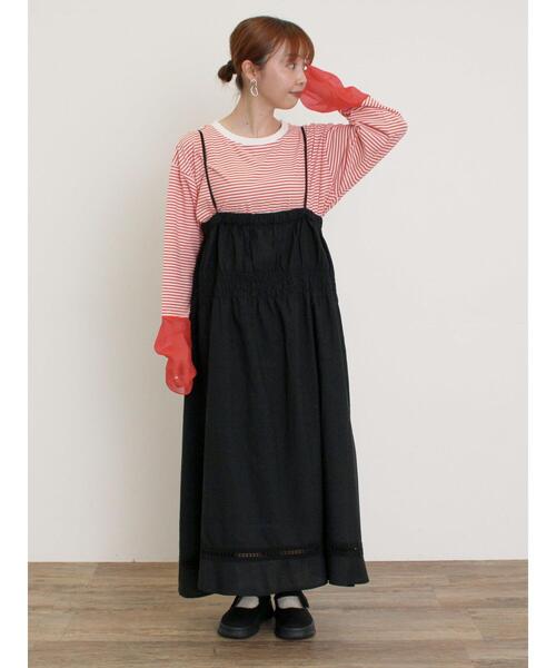 Samansa Mos2（サマンサ モスモス）の「袖切替シアーボーダーTシャツ（Tシャツ/カットソー・レディース・オレンジ/ブルー/グレー/ブラック・F）」の5枚目の写真