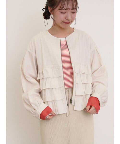 Samansa Mos2（サマンサ モスモス）の「袖切替シアーボーダーTシャツ（Tシャツ/カットソー・レディース・オレンジ/ブルー/グレー/ブラック・F）」の12枚目の写真